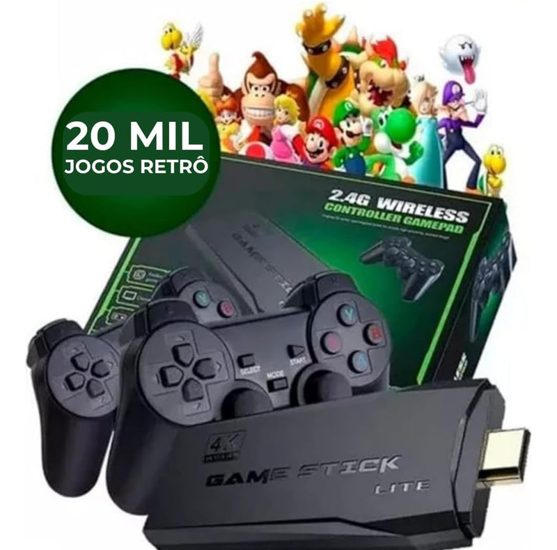 Video Game Stick Retrô 4K 2 Controles 20.000 Jogos